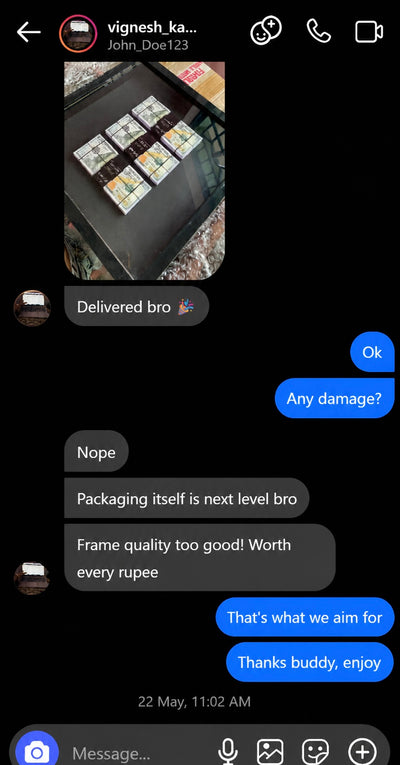 Customer chat screenshot
