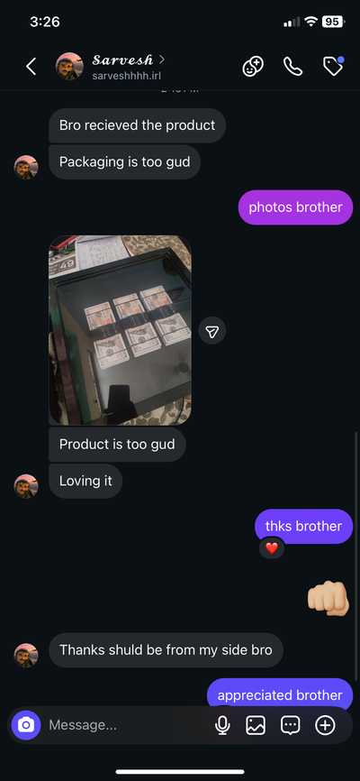 Customer chat screenshot
